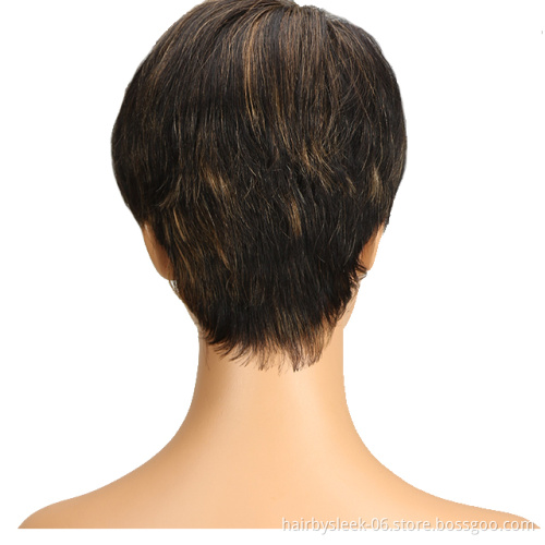 Rebecca Wholesale 10 inches hot pixie cut Short Straight Bob Wigs with bangs Machine Made Remy Human Hair Wigs For Black Women